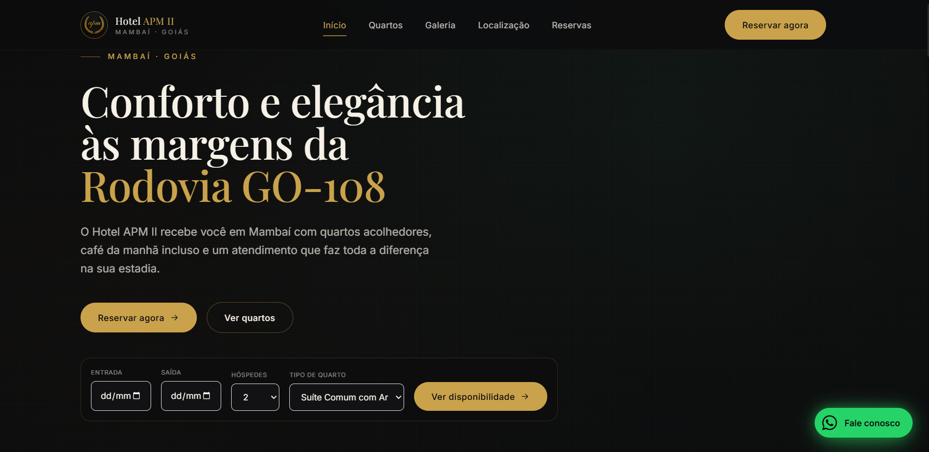 Site do Hotel APM II — página inicial